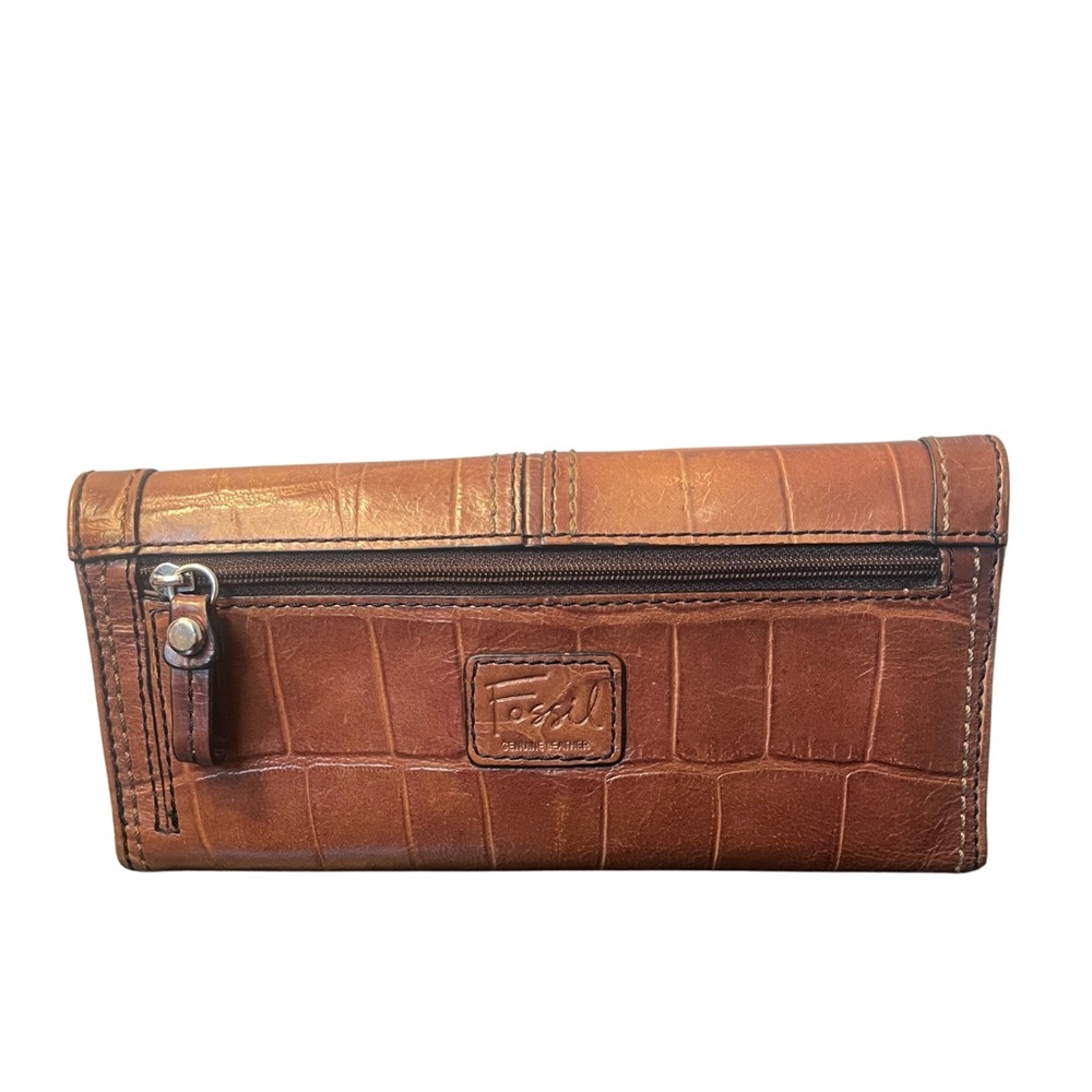 Fossil Vintage Brown Crocodile Embossed Wallet - Picture 3 of 12